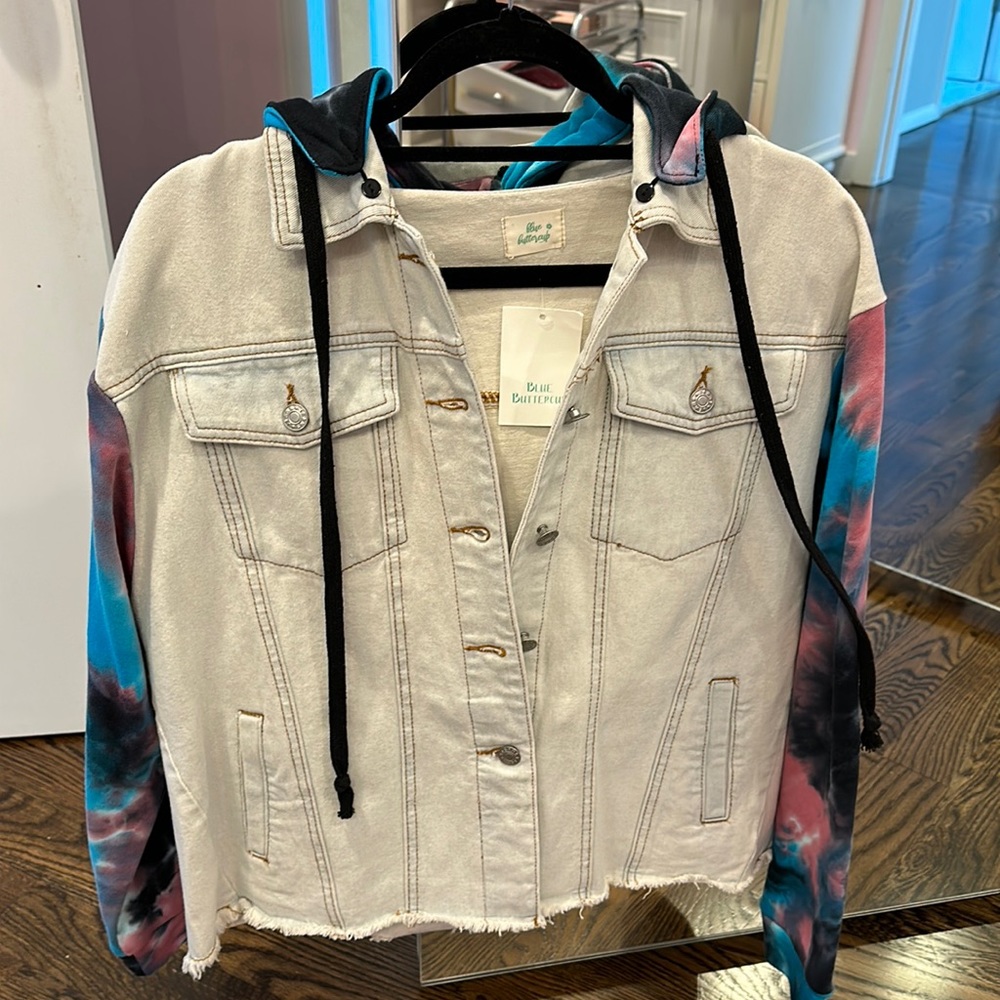 Hooded jean jacket Blue & Buttercup
